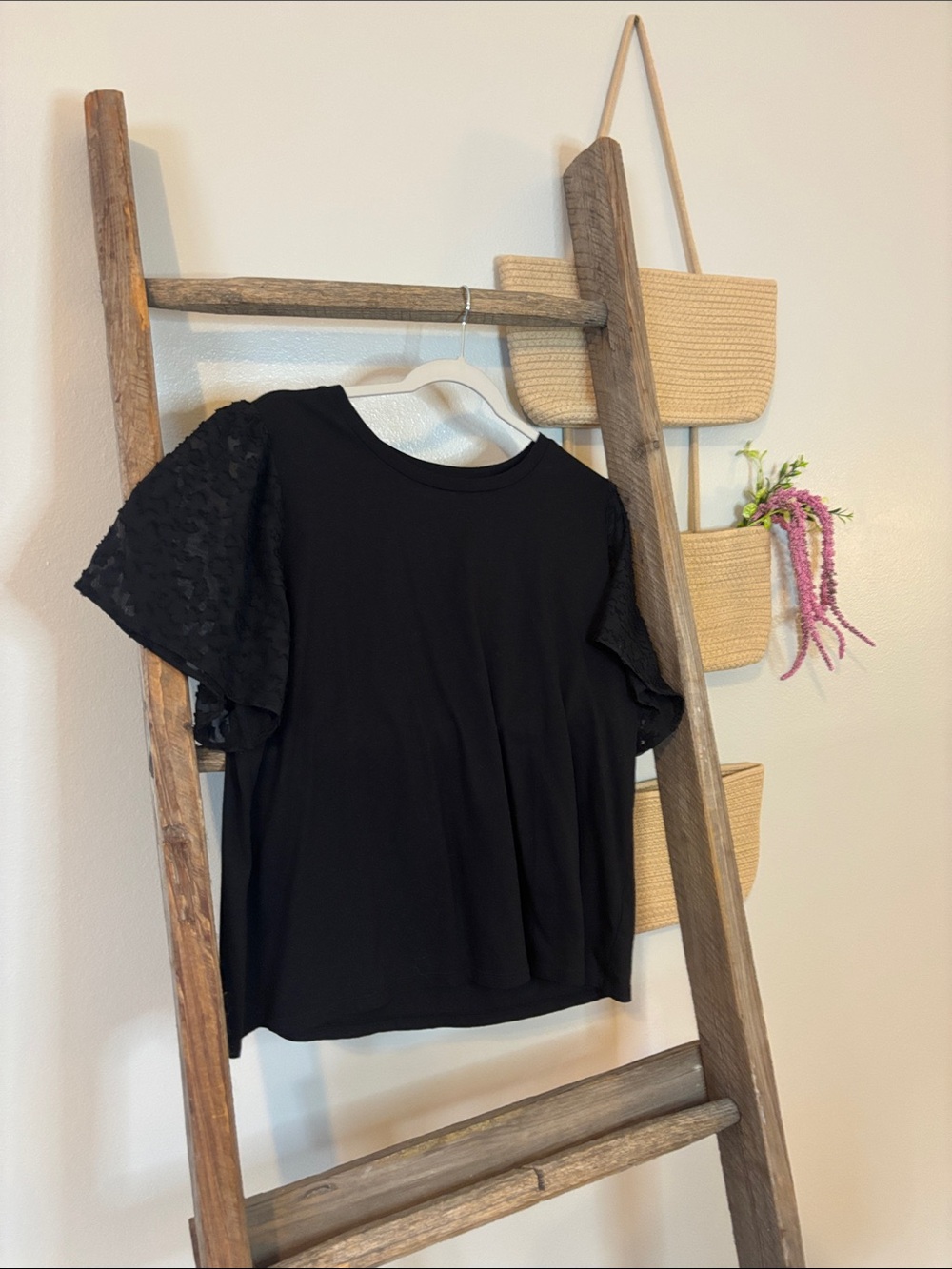 Michael Kors Black Ruffle Sleeve Tee